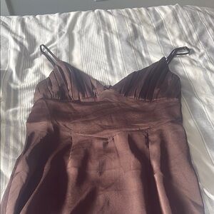 Elegant Brown Spaghetti Strap Dress